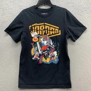 Air Jordan Black Multicolor Graphic Jumpman Basketball Logo T-Shirt Mens Size S